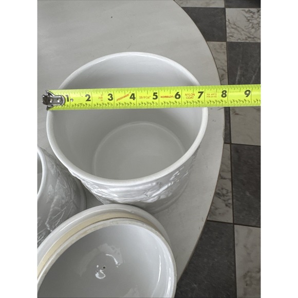 Williams Sonoma Set Of 2 Floral/leaves White Ceramic Food Containers